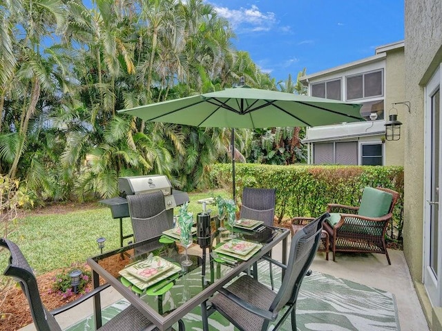 view of patio / terrace featuring a grill