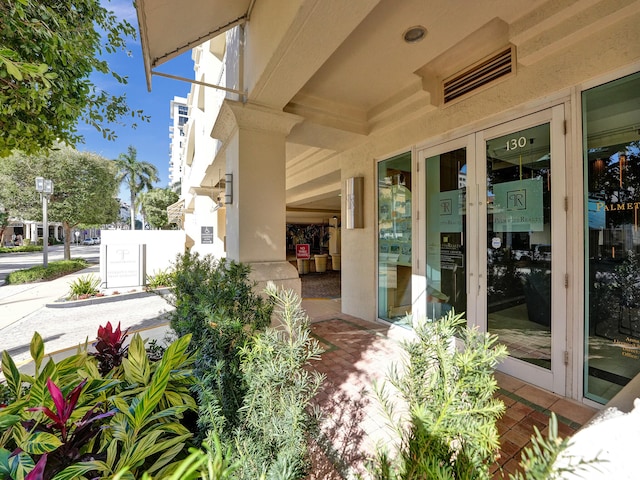 view of patio featuring french doors