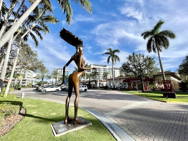 view of street with curbs