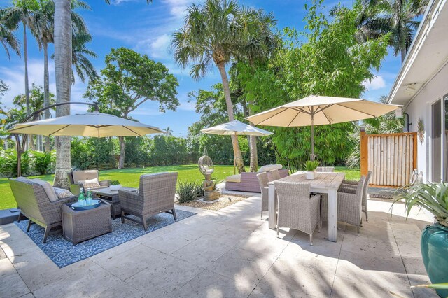 view of patio featuring an outdoor hangout area