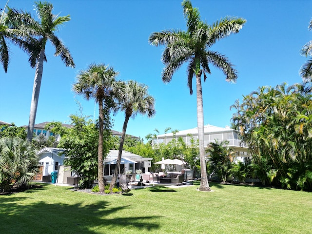 view of yard featuring an outdoor living space