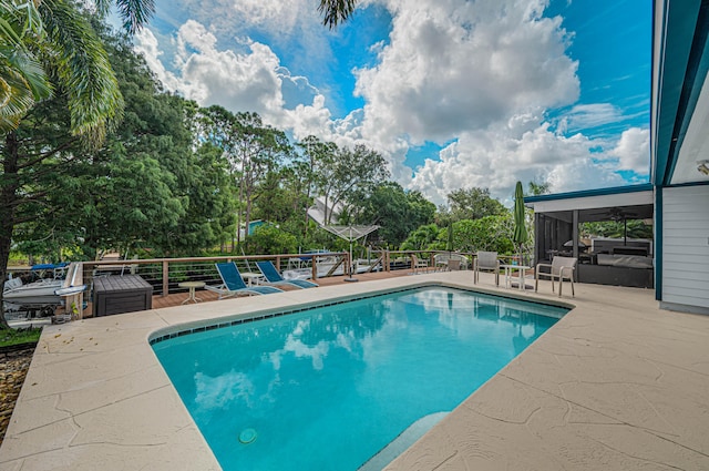 view of pool featuring a patio area