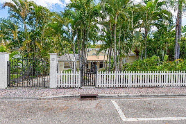 view of gate featuring a fenced front yard