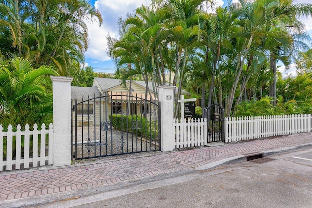 view of gate featuring a fenced front yard