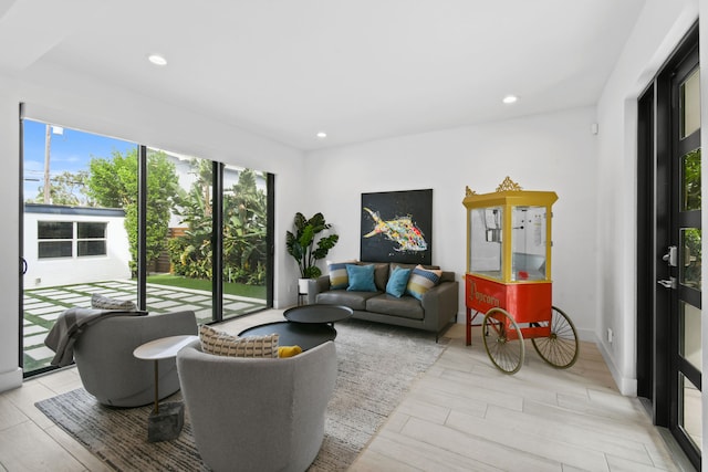 living room featuring light hardwood / wood-style flooring