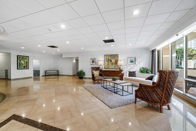 view of tiled living room