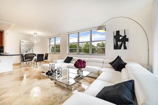 view of tiled living room