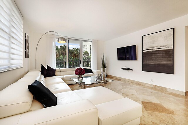 view of tiled living room