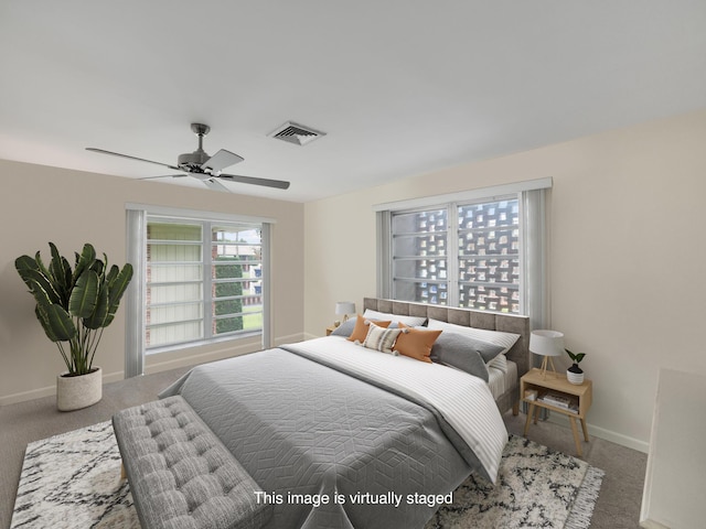 bedroom with carpet and ceiling fan