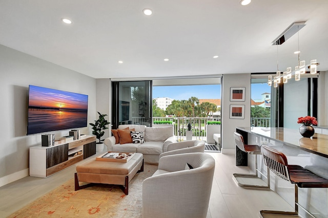 living room featuring light hardwood / wood-style floors