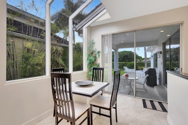 sunroom with a skylight