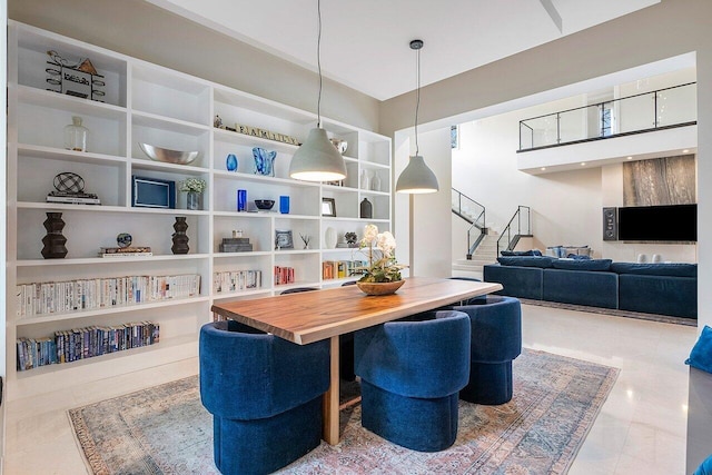 dining area with light tile patterned floors