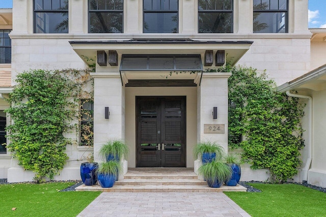 view of exterior entry with french doors