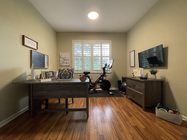 office space featuring hardwood / wood-style flooring