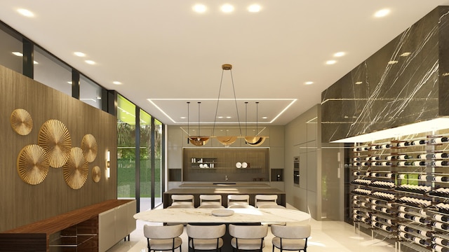interior space featuring floor to ceiling windows and recessed lighting