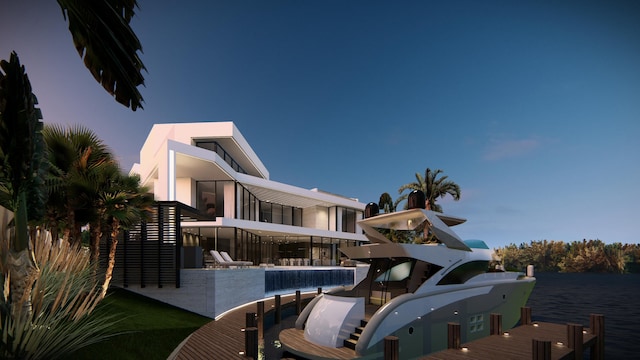 exterior space with a boat dock
