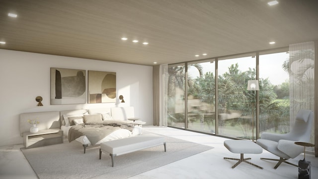 bedroom featuring floor to ceiling windows