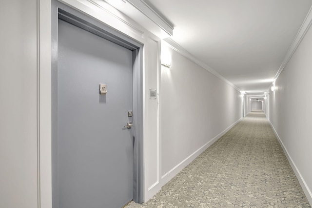 hallway with crown molding