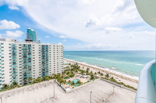 property view of water featuring a view of the beach