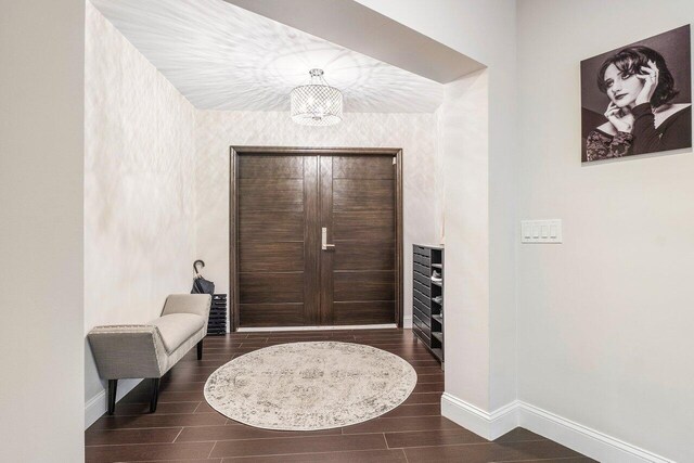 foyer with hardwood / wood-style flooring