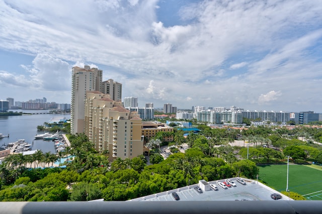 city view with a water view