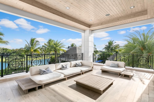 view of patio / terrace with outdoor lounge area and a balcony