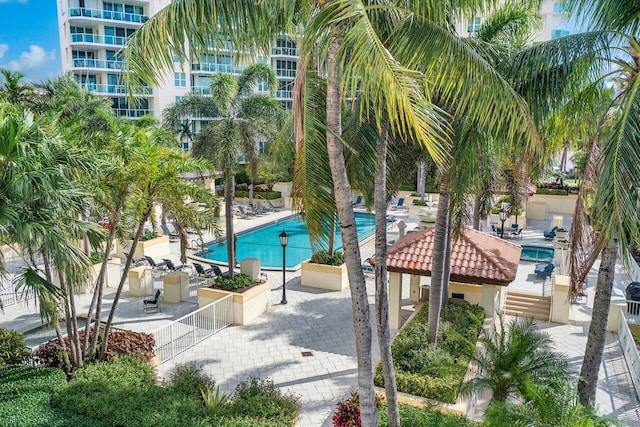 view of pool featuring a patio