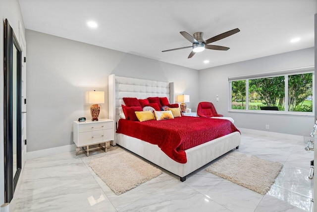 bedroom featuring ceiling fan