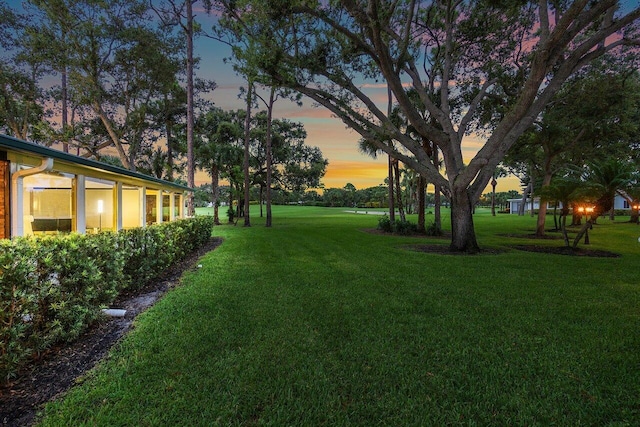 view of yard at dusk