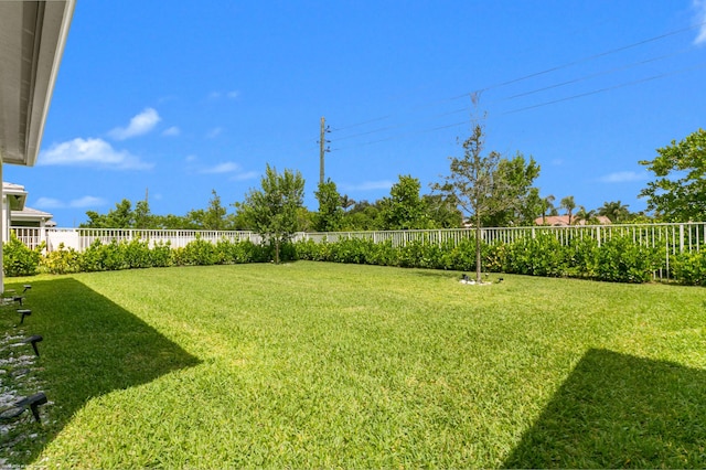 view of yard with a fenced backyard