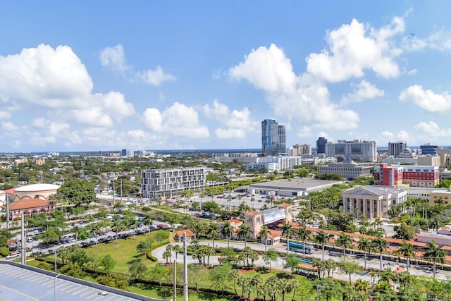 drone / aerial view with a view of city