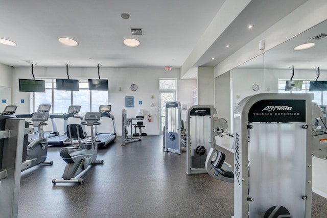 exercise room with visible vents