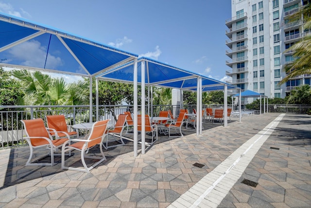 view of patio featuring fence