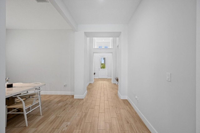 hall featuring light wood-type flooring