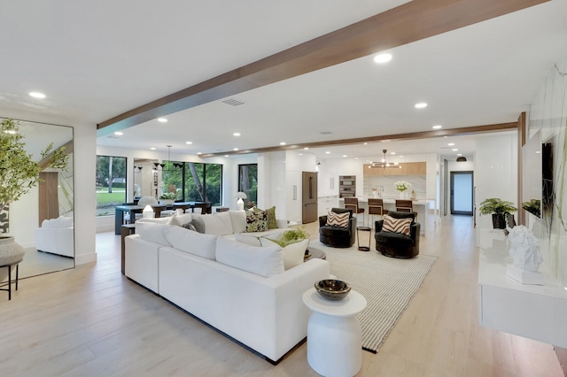 living room featuring light hardwood / wood-style floors