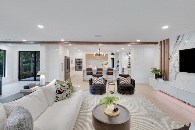 living room featuring light hardwood / wood-style flooring