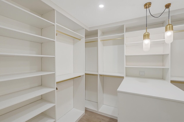 walk in closet featuring light hardwood / wood-style floors