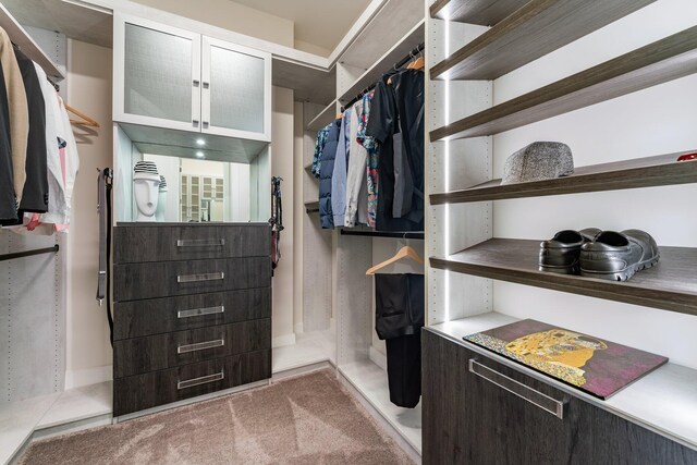 walk in closet featuring carpet floors