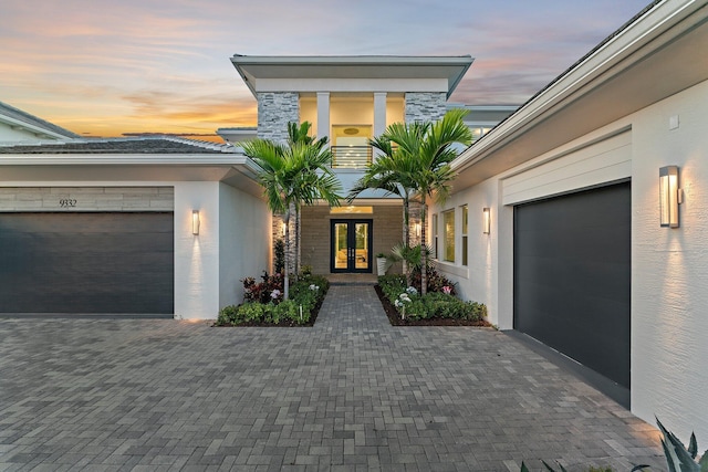 view of front of house with a garage