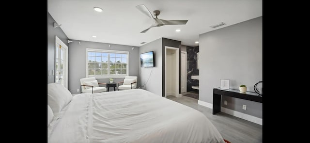 6785 Escondida Dr, Lake Clarke Shores, FL 33406 - bedroom featuring visible vents, baseboards, a ceiling fan, and recessed lighting