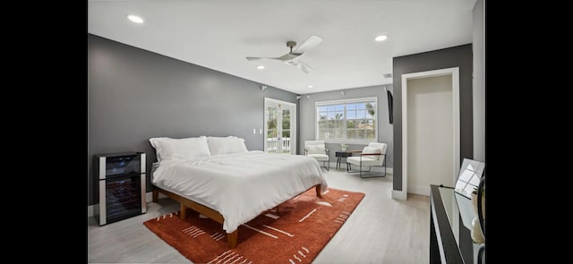 6785 Escondida Dr, Lake Clarke Shores, FL 33406 - bedroom featuring baseboards, light wood finished floors, recessed lighting, and a ceiling fan