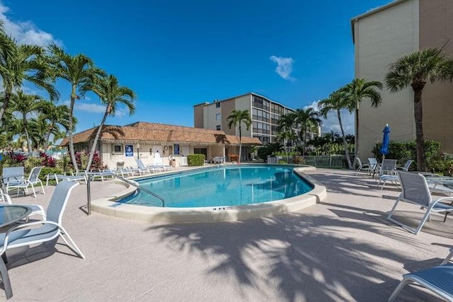 view of pool featuring a patio area