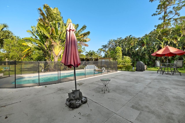 view of swimming pool featuring a patio