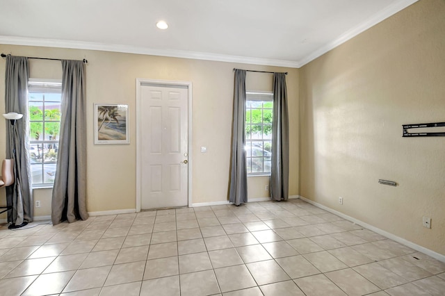 interior space with crown molding and a healthy amount of sunlight