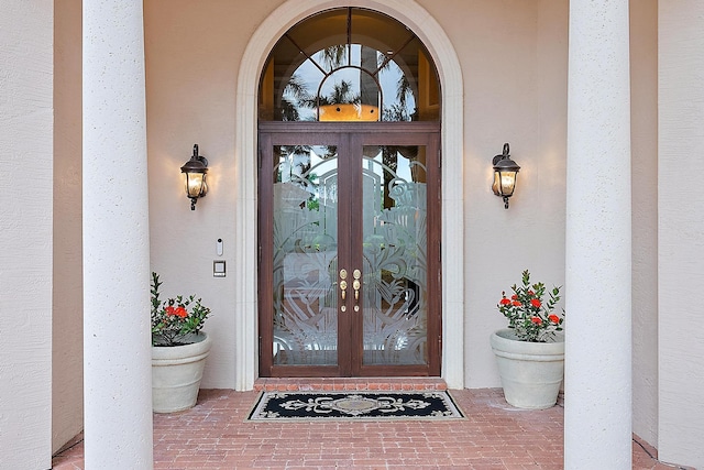 doorway to property with french doors