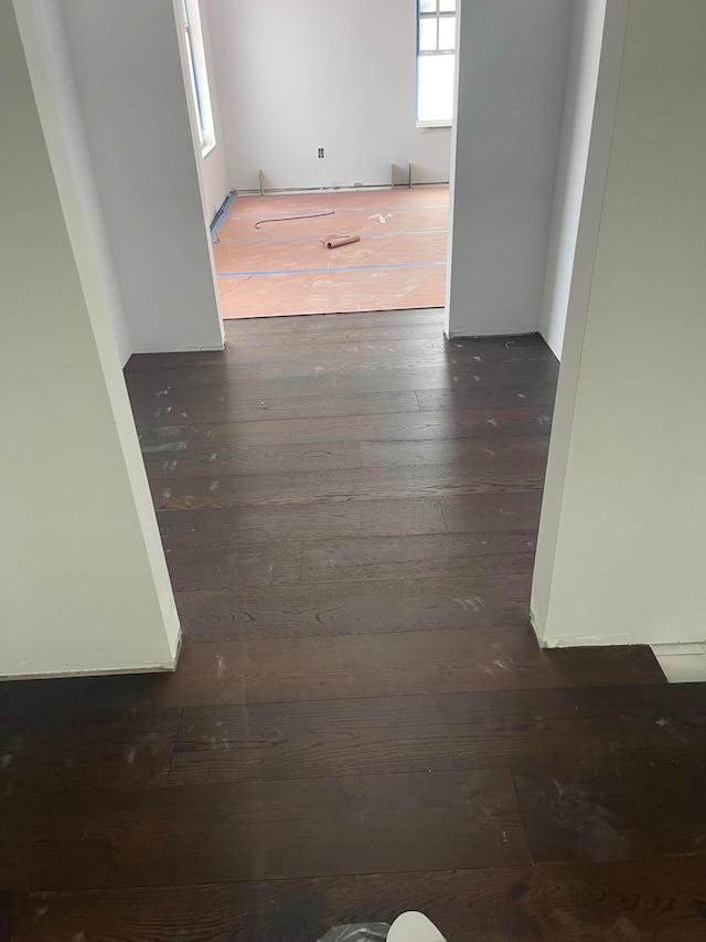 corridor with hardwood / wood-style flooring and a healthy amount of sunlight