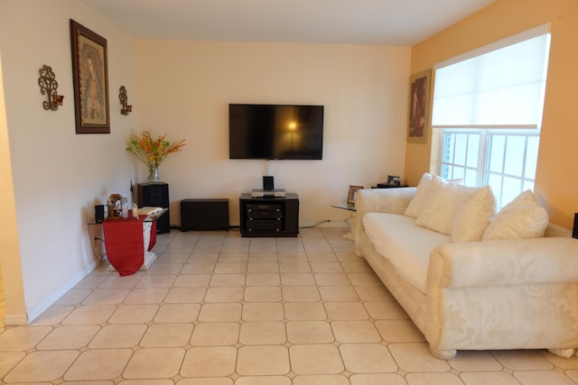 view of tiled living room