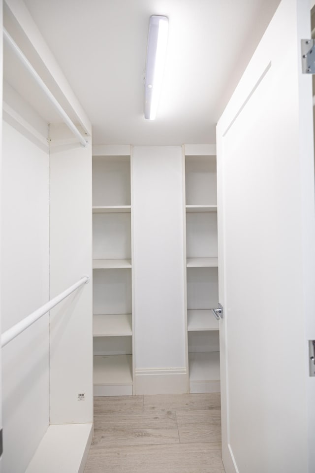 spacious closet featuring light wood-type flooring