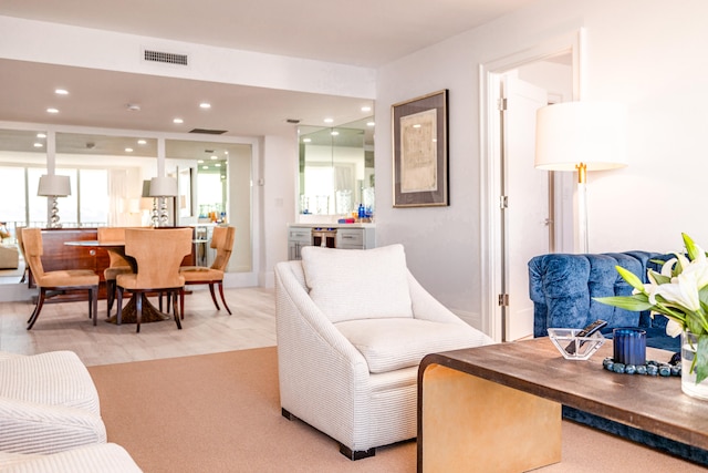 living room with hardwood / wood-style flooring