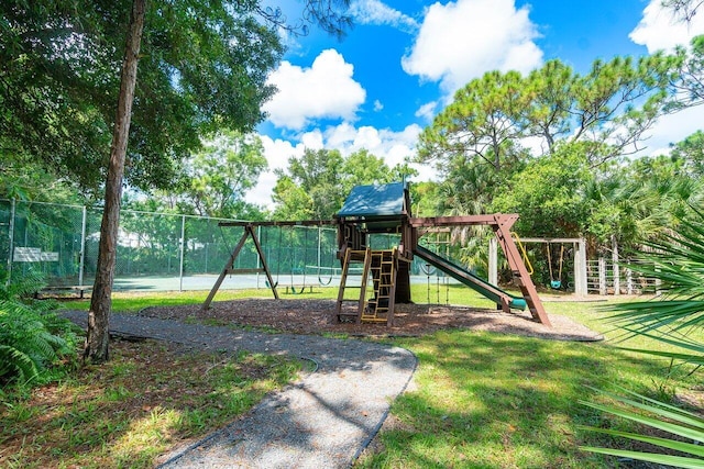 view of playground featuring a yard